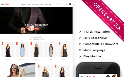 Plantilla OpenCart "Fashe - The Mega Store Responsive" #71137