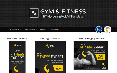 Hälsa &amp;amp; fitness | Animerad banner för fitnessexpert