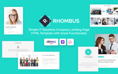 Responsive Rhombus - Minimalistic IT Solutions Company Açılış Sayfası #71360
