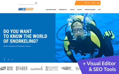 DiveDeep - Modello di e-commerce MotoCMS per negozio di attrezzatura da snorkeling