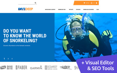 DiveDeep - шаблон электронной коммерции MotoCMS для магазина снаряжения для сноркелинга