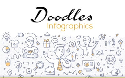 Doodle інфографіки набір 1 шаблон PowerPoint