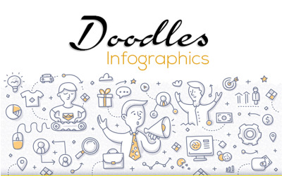 Plantilla de PowerPoint Doodle Infographic Set 1