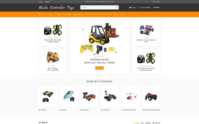 Radio Controller Toys - Plantilla OpenCart de la tienda online de juguetes electrónicos sencillos