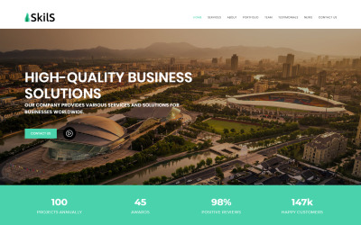 Reszponzív Skils - Business Services HTML Nyítóoldal sablon 71463
