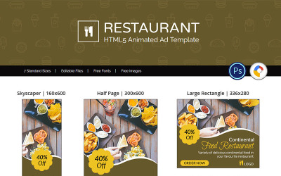 Еда и Ресторан | Анимированный баннер с рекламой ресторана