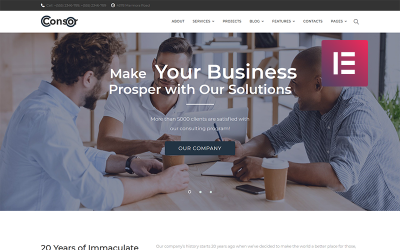 Responsywny motyw WordPress Consor - Business Consulting WordPress Elementor Theme #71650