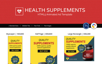 Gezondheid en fitness | Supplement geanimeerde banner