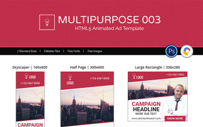 Modello Animated Banner #71774 "Multipurpose Banner (MU004) - HTML Ad"