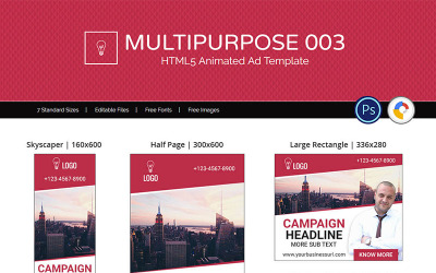 Multipurpose Banner (MU004) - HTML Ad Animated Banner