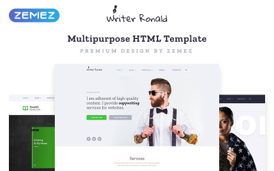 "Writer Ronald - Universal Personal Multipurpose HTML" Responsive Website template №71789