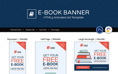 Compras y comercio electrónico | Banner animado de libro electrónico