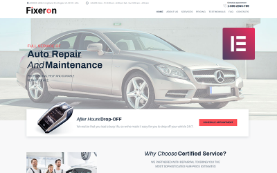 Fixeron - Tema WordPress Elementor para reparación de automóviles