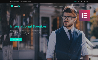 "Loudin - Public Speaking Elementor" thème WordPress adaptatif #71820