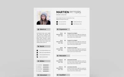 Martien Pitters Designer e modelo de currículo do desenvolvedor