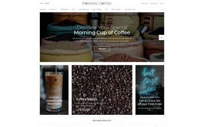 Morning Coffee - Krachtige online coffeeshop OpenCart-sjabloon