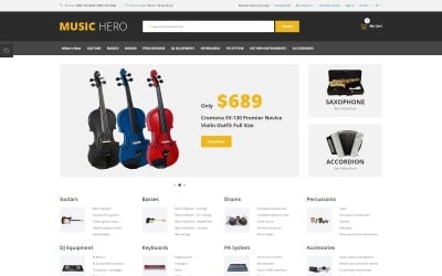 Music Hero - Fancy Music Instruments online áruház OpenCart sablon