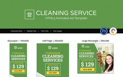 Usługi profesjonalne | Animowany baner usługi sprzątania