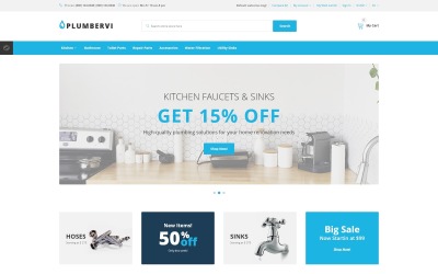 Responzivní OpenCart šablona "Plumbervi Store - Plumbing Supplies Shop" #71986