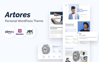 Artores – WordPress Elementor Theme für persönliche Portfolios von kreativen Profi-Websites