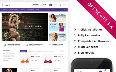Магазин нижньої білизни Incare - чуйний шаблон OpenCart