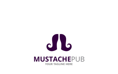 Modello di logo del pub di baffi