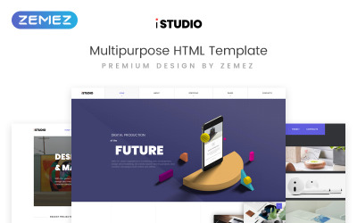 Reszponzív iStudio - Digital Production Multipurpose HTML Website Template Weboldal sablon 73395