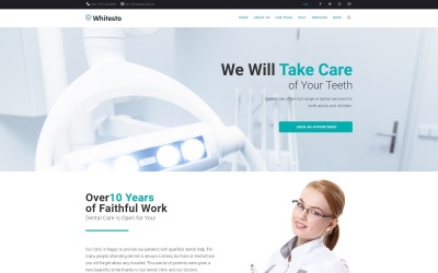 Whitesto - Elementaire tandheelkundige kliniek of WordPress-bestemmingspagina-sjabloon