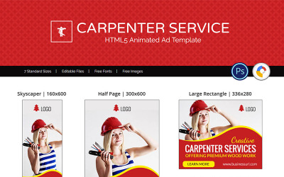Профессиональные услуги | Анимированный баннер Carpenter Service Ad