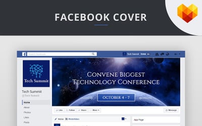 Conferencia cubierta de línea de tiempo editable para plantilla de redes sociales de Facebook
