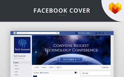 Couverture de la chronologie modifiable de la conférence pour le modèle de médias sociaux Facebook