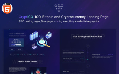CryptICO - mall för målsida för Bitcoin, ICO och kryptovaluta