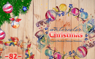 Ilustrace "Christmas Balls Toy PNG Watercolor Set" #73605