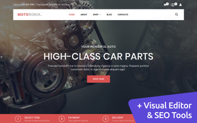 Motoronix - Car Parts MotoCMS Ecommerce Template MotoCMS Ecommerce-mall #73678
