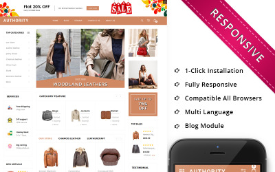 Authority - Modello OpenCart reattivo per negozio di pelletteria