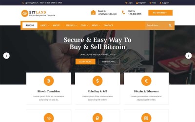 Bitland - šablona webových stránek s bitcoiny a kryptoměnou