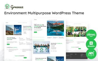Greenex — тема WordPress Elementor для тем, посвященных зеленой энергетике и окружающей среде.