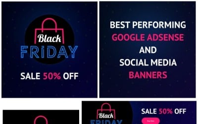 18 Black Friday: Plantilla de redes sociales de Google AdSense y Banners