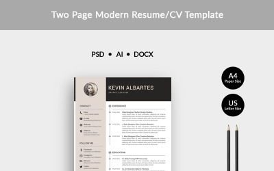 Plantilla de CV moderno de Kevin Albartes