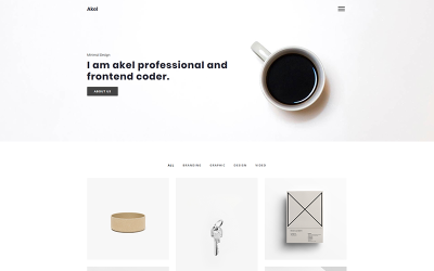 "Akel - Minimal Portfolio Website Template" - адаптивний Шаблон сайту №73828