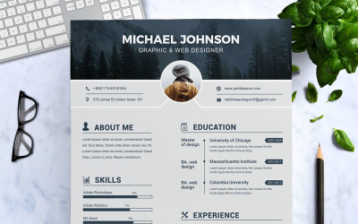 Luxusní Šablona pro životopis "Johnson Graphic Designer" #73845