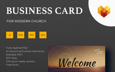 Church Business Card Design - Corporate Identity Template
