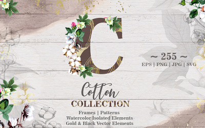 Cotton Collection EPS, PNG, JPG, SVG Set - Illustration