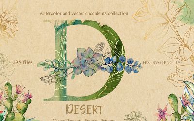 D-desert EPS, SVG, PNG, JPG Set - Illustration
