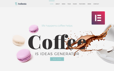 "Arabusta - Coffeehouse Elementor" Responsive WordPress thema №74163