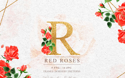 R-Rose PNG Acuarela Set - Ilustración