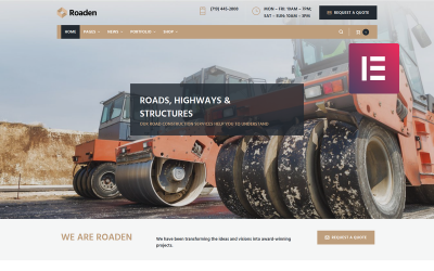 Roaden - Road Construction Elementor Tema WordPress №74134
