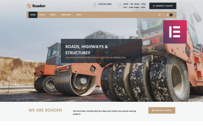 Roaden - Tema Elementor WordPress per la costruzione di strade