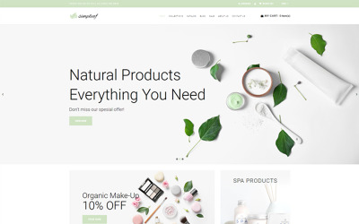 Shopify Theme namens "Simpleaf - Organic Cosmetics Store" #74154
