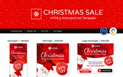 Shopping et e-commerce | Bannière animée pour les annonces de vente de Noël
